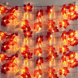 6m LED Ahornblatt Kürbis Lichterkette Ahornblätter Girlande Batteriebetrieben für Innen Halloween Party Deko