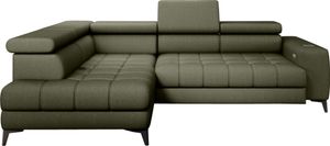 DomoHome Ecksofa Tollo Sand Anthology-Stoff Linke Seite 302x217x105 cm, L-Form Sofa mit Schlaffunktion, Bettkasten 120x85x17 cm, Elektrisch Verstellbar