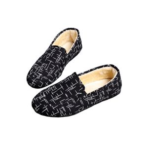 Herren Mokassins Mit Ausgekleideten Winterschuhe Warme Slipper Slip On Baumwolle Schuhe Schwarz 2#,Größe:EU 43