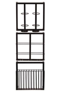 SIT Möbel Wandregal-Set 3-tlg. | 1 Korb, Halterung für 4 Flaschen und 3 Gläser | Metall antikschwarz | B 35 x T 15 x H 115 cm | 01053-43 | Serie THIS & THAT