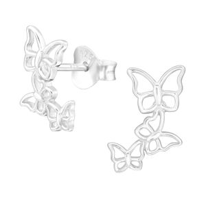 1 Paar Ohrringe 925 Sterling Silber Ohrstecker Dreifacher Schmetterling