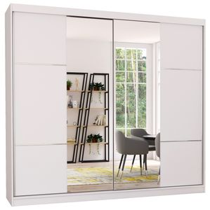 Šatní skříň s posuvnými dveřmi Šatní skříň se zrcadly 230 cm (bílá/bílá) - Multi 38