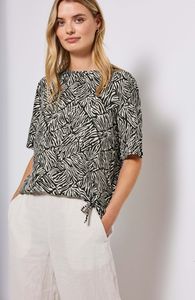 Street One Rundhalsshirt 'T-Shirt mit Tunnelzug', A323576, pine grove green, Gr. 40