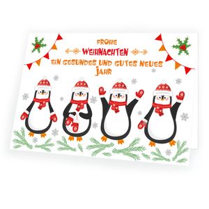 Weihnachtskarte Pinguinfreundschaft mit passendem Umschlag 10x Karte 10x Umschlag
