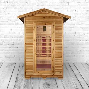PureHaven Infrarotkabine 120x120x210 cm aus kanadischem Hemlock-Holz Bluetooth-Soundsystem Timer Lichttherapie in 4 Farben digitale Steuerung