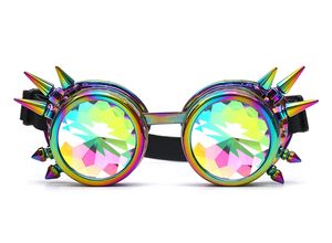 Vintage Regenbogen Kristall Bling Brille Kaleidoskop Goth Nieten Kaleidoskop Steampunk Brille