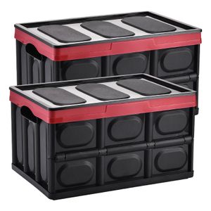 Yorbay 2 Stück 30L Profi Klappbox Transportbox Aufbewahrungsbox mit Deckel und Handgriff aus Kunststoff Mehrweg 42x28,5x24 cm (30L, Schwarz)