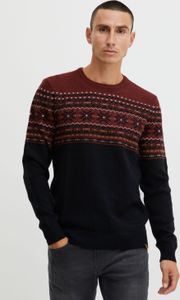Blend BHTjerik Herren Strickpullover Grobstrick Pullover mit Rundhalsausschnitt Norweger Muster