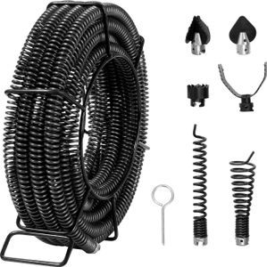 Spirala do czyszczenia rur VEVOR 14 m x 22 mm, profesjonalny kabel do czyszczenia rur z 6 obcinakami do rur od 20 do 150 mm, spirala kanalizacyjna z drążonym rdzeniem do zlewów, odpływów podłogowych, toalet