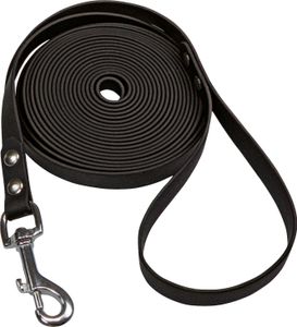 Schecker schwarze Biothane® Schleppleine mit Handschlaufe Länge: 5 m / 13 mm extrem strapazierfähig und reißfest