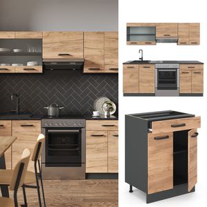 Kuchyňská linka Vicco R-Line antracit Goldkraft 200 cm odvozený dřevěný výrobek
