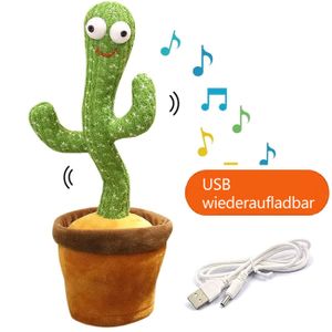 Sprechender Kaktus Plüsch-Spielzeug, Tanzender Kaktus Singender Kaktus, Cactus Plüsch-Puppe, Plüsch-Puppe mit USB-Ladekabel Wiederaufladbar