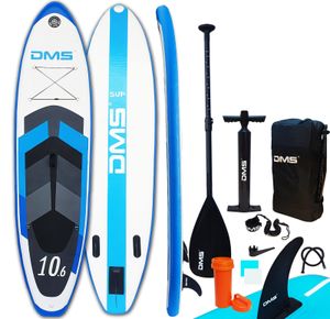 DMS® SUP Board Set Stand Up Paddling SUP aufblasbar Surfboard Paddel 320 cm Blau