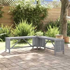vidaXL Garten-Eckbank mit Pflanzkübel 117 cm Massivholz Akazie Grau