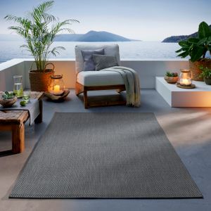 Outdoor Teppich I UV-Stabil Für Drinnen und Draußen I Terrasse Balkon Garten Wohnzimmer Badezimmer Küche Flur Läufer |  Anthrazit