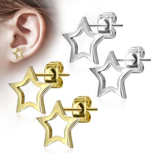 Stern Ohrstecker Ohrringe aus Edelstahl in Silber oder Gold, Farbe:Silber