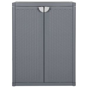 vidaXL Gartenschrank Grau 65x45x88 cm PP Rattan-Optik