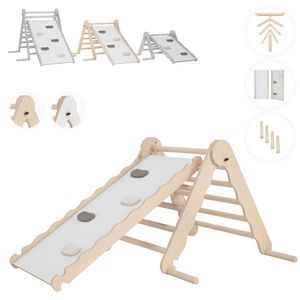 MAMOI® vnútorná preliezačka, drevený lezecký trojuholník so šmykľavkou, detské lezenie, lezecká veža so šmykľavkou, lezecký oblúk so šmykľavkou pre deti, drevený oblúk na detské ihrisko od 1/2/3 rokov