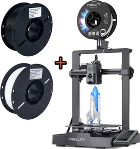 3D tlačiareň Creality Ender-3 V3 KE, vysokorýchlostná tlač, vysokoteplotný hotend, automatické vyrovnávanie + 1 kg čierneho PLA filamentu + 1 kg bieleho PLA filamentu