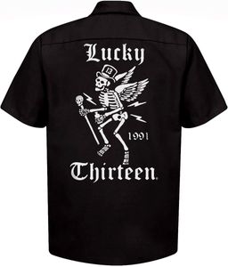 Lucky 13 Workshirt Winged Skully Black-XXXXL