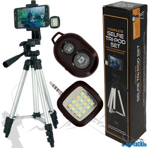 Selfie Tripod Set mit Fernbedienung und LED Licht Carp Fishing Tri Pod Stand Smartphone Stativ