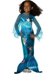 Meerjungfrau Kostüm Blue für Kinder, Größe:S (3-4 Jahre)