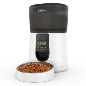 Balimo 4L Automatischer Futterautomat  Futterspender für Katzen und Hunde, 1-4 Mahlzeiten pro Tag, Netzteil / Batterie LED-Bildschirm