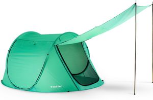 Outtec® Strandmuschel mit UV Schutzdach - Pop Up Zelt, Strand Sonnenschutz, Windschutz, Strandzelt - für Baby, Kinder und Erwachsene