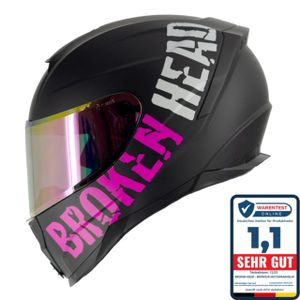 Motorradhelm Broken Head BeProud Sport Pink Set Motorradhelm + Rose-Gold Verspiegeltes Visier | Mirror Edition Größe: L (59-60 cm)