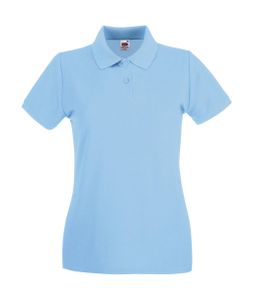 Fruit of the Loom Damen T-Shirt Polohemd kurzarm Poloshirt Polo Shirt, Größe:L (14), Farbe:Sky Blue