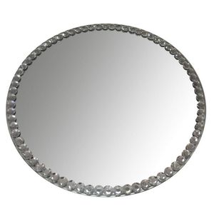 Großer Spiegeluntersetzer, Spiegelplatte rund mit Rand in Strassoptik, 30 cm