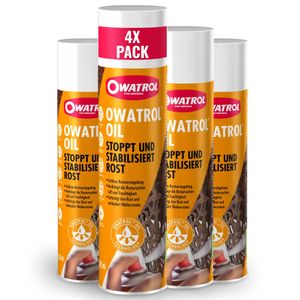 OWATROL Öl Oil Bundle: 4 x 300 ml Spray, Rostumwandler, Grundierung, Rostschutz, dauerhaft elastisch, Oldtimer, Lufttrocknend