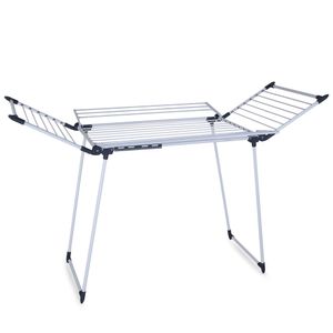 Meisterhome® Extra großer und Stabiler Wäscheständer Standtrockner mit Flügeln für Lange Kleidungsstücke, standfester Flügelwäschetrockner - für drinnen und draußen - 25m Trockenleinenlänge