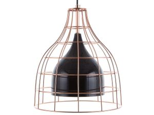 Hängeleuchte Schwarz Metall Schirm mit Gitter in Kupfer Glockenform Industrie Look für Wohn- Schlaf- und Esszimmer Kücheninsel