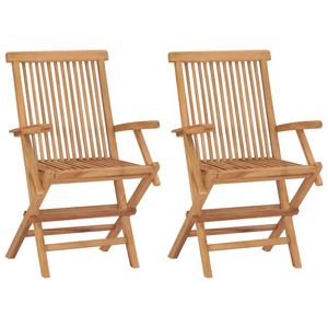 vidaXL Záhradné stoličky 2 ks Skladacie stoličky z masívneho teakového dreva