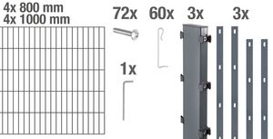 Alberts Step² Gabionenzaun-Set Einbetonieren Steinkorb Höhe 80-180cm Länge 2-10m, Farbe:anthrazit, Zaun-Länge:4 m, Zaun-Höhe:180 cm