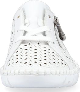 Rieker Damen Sneaker Leder leicht Lochmuster Reißverschluss M2300, Größe:39 EU, Farbe:Weiß