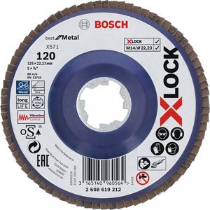 BOSCH X-LOCK Fächerschleifscheibe, gerade Ausführung, Kunststofftragplatte, Ø125 mm, K 120, X571 2608619212