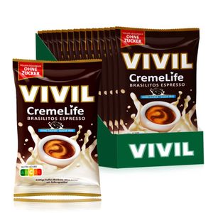 VIVIL Creme Life Brasilitos Espresso Sahnebonbons ohne Zucker | 15 Beutel