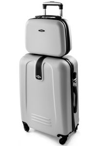 RGL 910 Kofferset ABS Hardcase 2-teilig 2in1 Koffer XXL + Kosmetikkofer Farbe: Silber