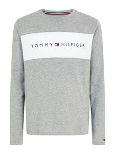 Tommy Hilfiger Herren Lounge Langarm-T-Shirt mit Logo und Flagge, Grau S