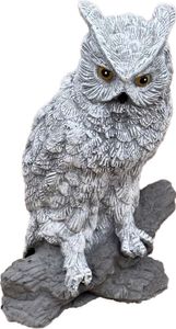 stoneandstyle Gartenfigur Eule auf Stein, 30 cm Höhe, Steinguss, Frostfest, Handgefertigt in Deutschland