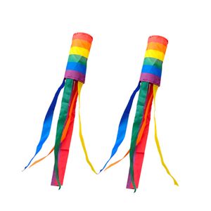 2er-Pack bunte Regenbogen-hängende dekorative patriotische Socken zum Aufhängen für den Außenbereich, 5 x 35 Zoll, Regenbogen