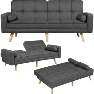 Yaheetech Schlafsofa Klappsofa mit Schlaffunktion Couch mit Verstellbarer Rückenlehne, Loungesofa Bettsofa Liegefläche 163 x 106 cm, Dunkelgrau