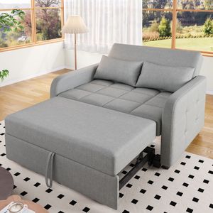Merax multifunktionales Klappsofa Bett – Verstellbare Rückenlehne, Schlafsofa 180x127 cm, Platzsparendes 2-in-1 Sofa mit Kissen,Grau