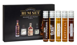 Premium Rum Tasting Set 5 x 0,05 l | Ron Centenario Solera 20 Fundación, Remedy Spiced Rum, Don Papa Rum 7 Jahre, Botucal Reserva Exclusiva & Ron Prohibido Gran Reserva Solera 15