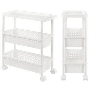 In And OutdoorMatch Küchenwagen Alexie - Polypropylen - Mit 2 Körben - 72x22x48 cm - Weiß -