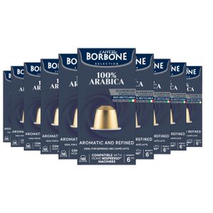 Caffè Borbone Selection 100% Arabica – 100 Aluminium-Kapseln (10 x 10 Stück) – kompatibel mit Nespresso-Maschinen für den Hausgebrauch Caffè Borbone Selection 100% Arabica – 100 Aluminium-Kapseln (10 x 10 Stück) – kompatibel mit Nespresso-Maschinen für den Hausgebrauch