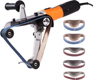 VEVOR Rohr-Poliermaschine, 1000W Rohr-Bandschleifer mit 6 variablen Geschwindigkeiten 1100-3200U/min, Professionelle Bandschleifmaschine mit 50PCS Schleifbändern zum Polieren, Finishen und Entrosten