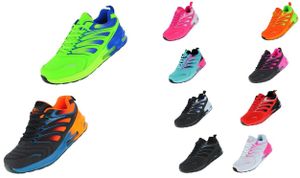 Neon Luftpolster Turnschuhe Schuhe Sneaker Boots Sportschuhe Uni 095, Schuhgröße:39, Farbe:Orange/Grün